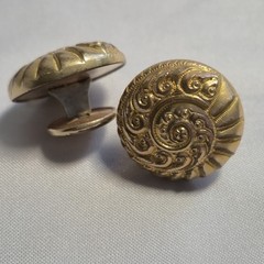 Shirt Studs Collar Stud Cufflinks 14k Gold Plated Very Fine Repouse Nautilus