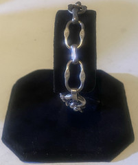 Vintage Modernist 950 Fine Silver Oval Link Bracelet 7.5″ Hand Hammered 10.8g