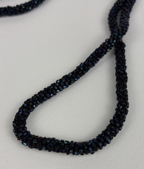 Vintage 1920’s Art Deco Irridescent Black Glass Beaded Sautoir Flapper Necklace