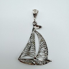 Vintage 925 Sterling Silver Filigree Nautical Sailboat Charm Pendant