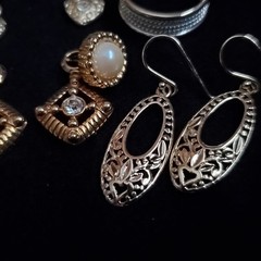 Vintage Earrings Dangle Gold Tone Lot Pierced Dangle Stud Hoop Lot of 6