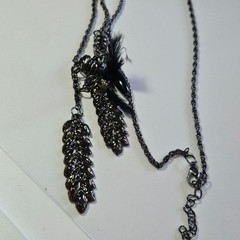 Dark gray silver tone necklace 37-39″