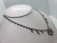 Vtg Glamour Jewels By Lustern Rhodium Plated And Rhinestone Necklace Set In Box