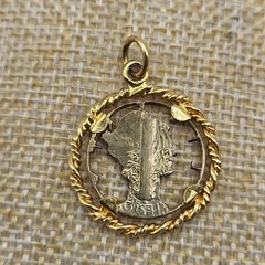 1940’s Mercury Silver Dime Cut-Out Pendant Vintage Goddess Toga