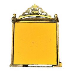 JJ Signed Vintage Cat Mirror Brooch Gold Tone Figural 2.25in