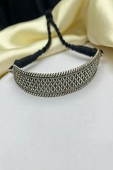 Vintage Silver Choker Necklace, Boho Ethnic Tribal Collar, Antique Silver