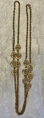 Vintage Crown Trifari Gold Tone Sautoir Openwork Lattice Link Necklace 50”
