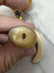 Vintage Bakelite Millefiori African Trade Bead Necklace Horn Bone Pendant