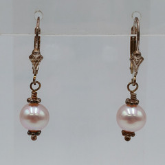 VTG 925 Pink Pearl Dangle Earrings 1.25in Drop Sterling Silver 2.3g Blush Estate