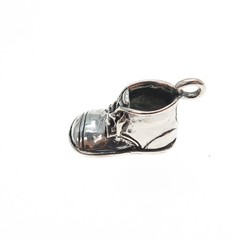 925 Sterling Silver Vintage It’s a Boy Baby Shoe Oxidized Mini 3D Charm Pendant