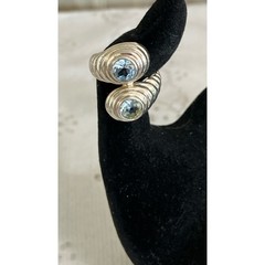 VTG Genuine Sky Blue Topaz Sterling Silver 925 Wrap Ring Sz 5.75