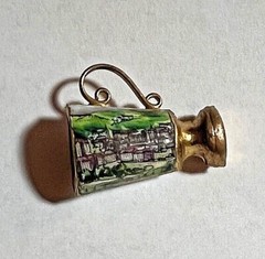 Antiq Gold Filled Enamel Greetings From Marienbad Czech Republic Pendant Charm