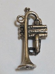 Sterling Silver ~ Trumpet Horn Charm ~ 3D REALISTIC! ~ VINTAGE