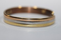 SUKURA 24K Gold Electro-plated Tri-tone Magnetic Copper Cuff Bracelet #RL363