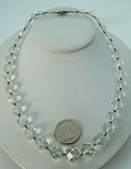 Gorgeous Vintage Deco Sterling Faceted Graduated Crystal Chain Link Necklace 18″