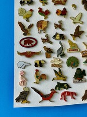 Extensive collection 55 vintage Animal lapel pins Birds Eagle Rabbits Unicorns