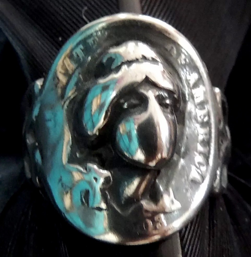 AUTHENTIC ESTATE STERLING SILVER ART DECO 1903 BARBER LIBERTY DIME BAND RING 5