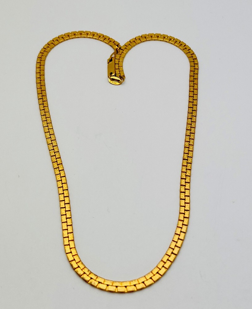 Vintage 1990s 18 KT Gold Plated Textured Nugget Link Necklace 16”