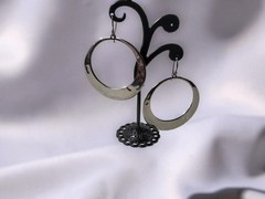 Vintage Silver Tone Hammered Ear Wire 1.78″ Diameter Hoop Earrings