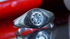 14k white gold ring 0.33ct natural diamond sz 4.5 solitaire antique 3.64gr N3622