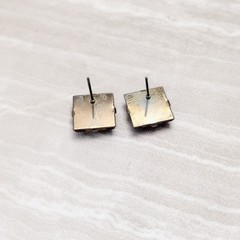 Vintage Stud Earrings Square Shape Yellowy Brown / Amber-ish Tone Retro