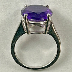 Vintage Sterling Silver Brilliant Round Cut Amethyst Ring. Size 5.50+.