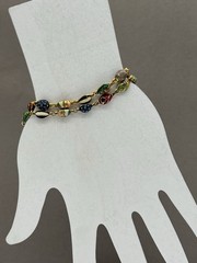VTG Joan Rivers Egg Link Bracelet Set, Signed Multicolor Enamel Egg Bracelets