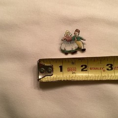 Vintage Enameled Pin Brass Dutch Couple Dancing Made In Czechoslovakia