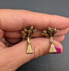 Vintage HOLLYCRAFT 1950 Signed Dated Pastel Rhinestone Brooch Clip Earrings Set
