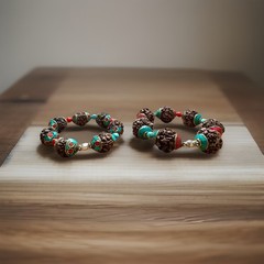 Vintage 2 Capped Rudraksha Beads Stretchable Yoga Bracelets Inlay With Stones🧘