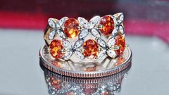 10k yellow gold flower ring 2.50ct Imperial topaz diamond size 7 vintage 3.5gr