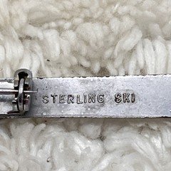 Vintage Ski Brooch Sterling Silver 5 Grams 3.5″
