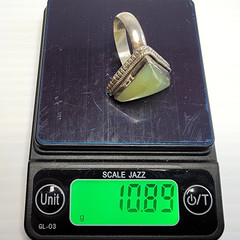 Vintage Prehnite Trillion Triangle Ring 925 Sterling Silver Sz 10 Heavy 11g