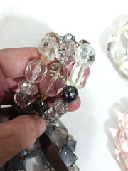 Plastic, Gemstone + crystal bead bracelets. Lot of 10 beaded mixed materials