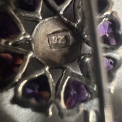 Vintage CZ Amethyst Marcasite 925 Sterling Silver Flower Brooch Pin 1.75 In 8.2g