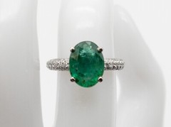 Estate $8000 5.50ct Natural Emerald VS G Diamond Platinum Eternity Ring SZ 5.25