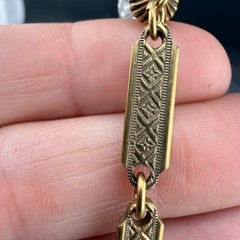 Vintage Station Necklace Gold Tone Long Chain Beads Flapper Opera 44”
