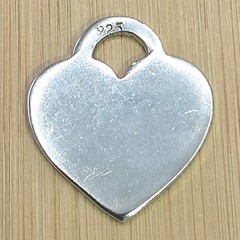 Vintage Engraved Charlie’s Angel Heart Charm 925 Sterling Silver Pendant 1in