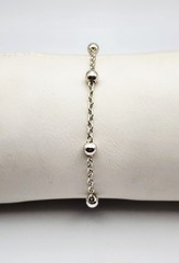 Jacmel Italy 925 Vintage Sterling Silver 5mm Station Beaded Chain Bracelet 8″