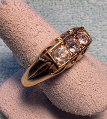 Vintage Uncas 14kt Gold Electroplate 3-Stone CZ Gypsy Ring Band – Men’s 11.25