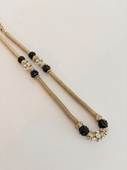 VCLM Gold Tone Mesh Necklace Black Crystal Rhinestone Statement Necklace