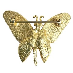 Vintage Goldtone Butterfly Brooch Pin With Textured Wings & Secure Clasp