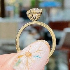 14K Gold Finish 2.00Ct Oval Cut Lab Created Diamond Engagement Solitaire Ring