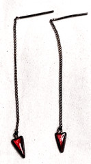 Threader Needle & Thread Earrings Pierced VTG Silver Tone Chain & Purple Stone
