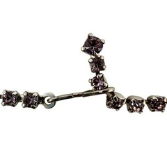 Vintage Purple Moonglow Glass 1950s 1960s Silver Tone Choker 14″ Necklace