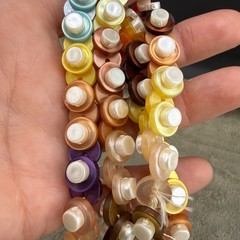 Vintage Hand Made Button Beaded Necklace Kitschy 32”