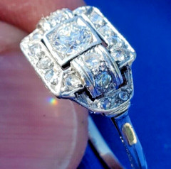 NATURAL EARTH MINED DIAMOND Original Antique Engagement Ring Deco Solitaire 14K