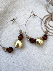Boho Browns Golds earthy Polished Stone Crystal retro 1970s 1990s Jewelry Lot