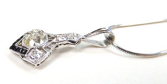 Antique Art Deco European Diamond Pendant Necklace Length 16″ Platinum 1920’s