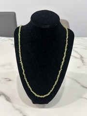 Green Stone Chip Bead Necklace Gemstone Beaded Strand 18 In Womens Boho